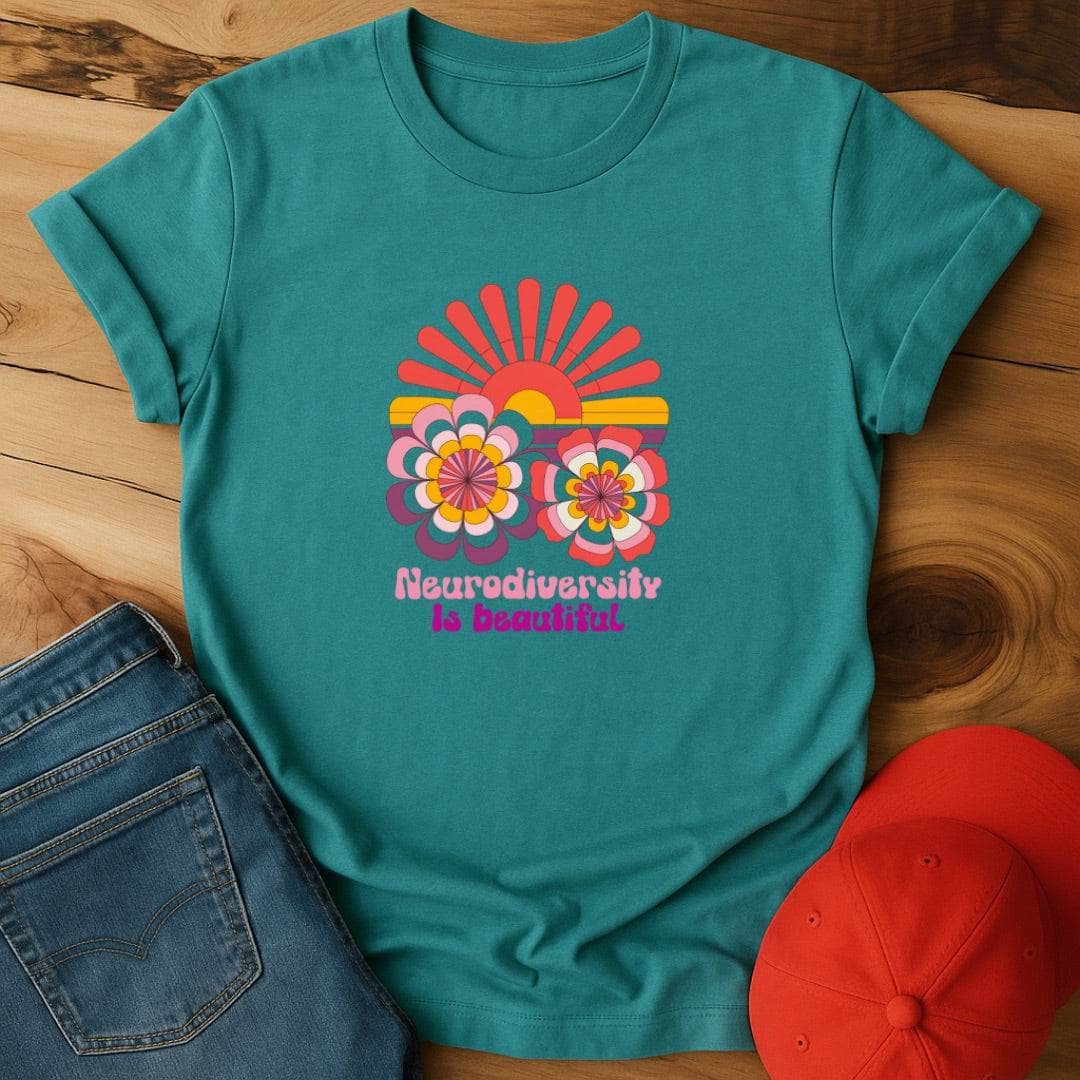 Neurodiversity is beautiful sunset and flowers T-Shirt