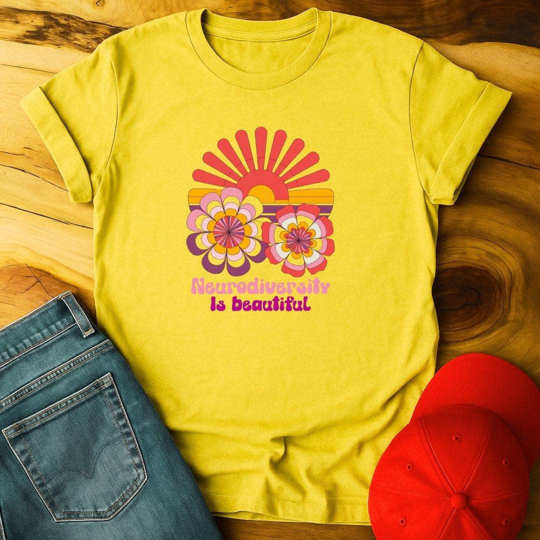 Neurodiversity is beautiful sunset and flowers T-Shirt