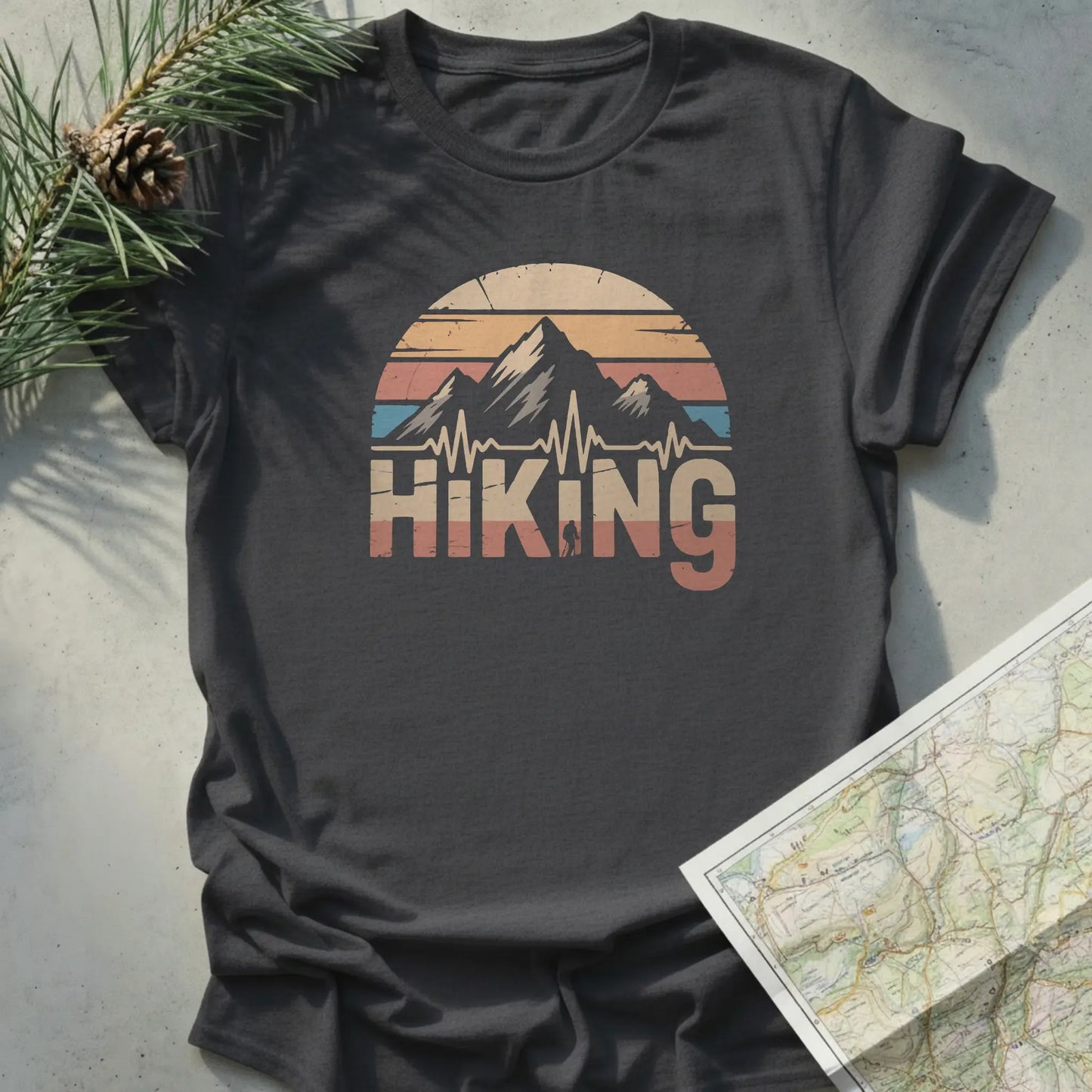 Hiking Sunset ECG Line