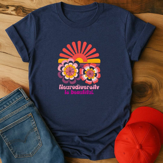 Neurodiversity is beautiful sunset and flowers  T-Shirt