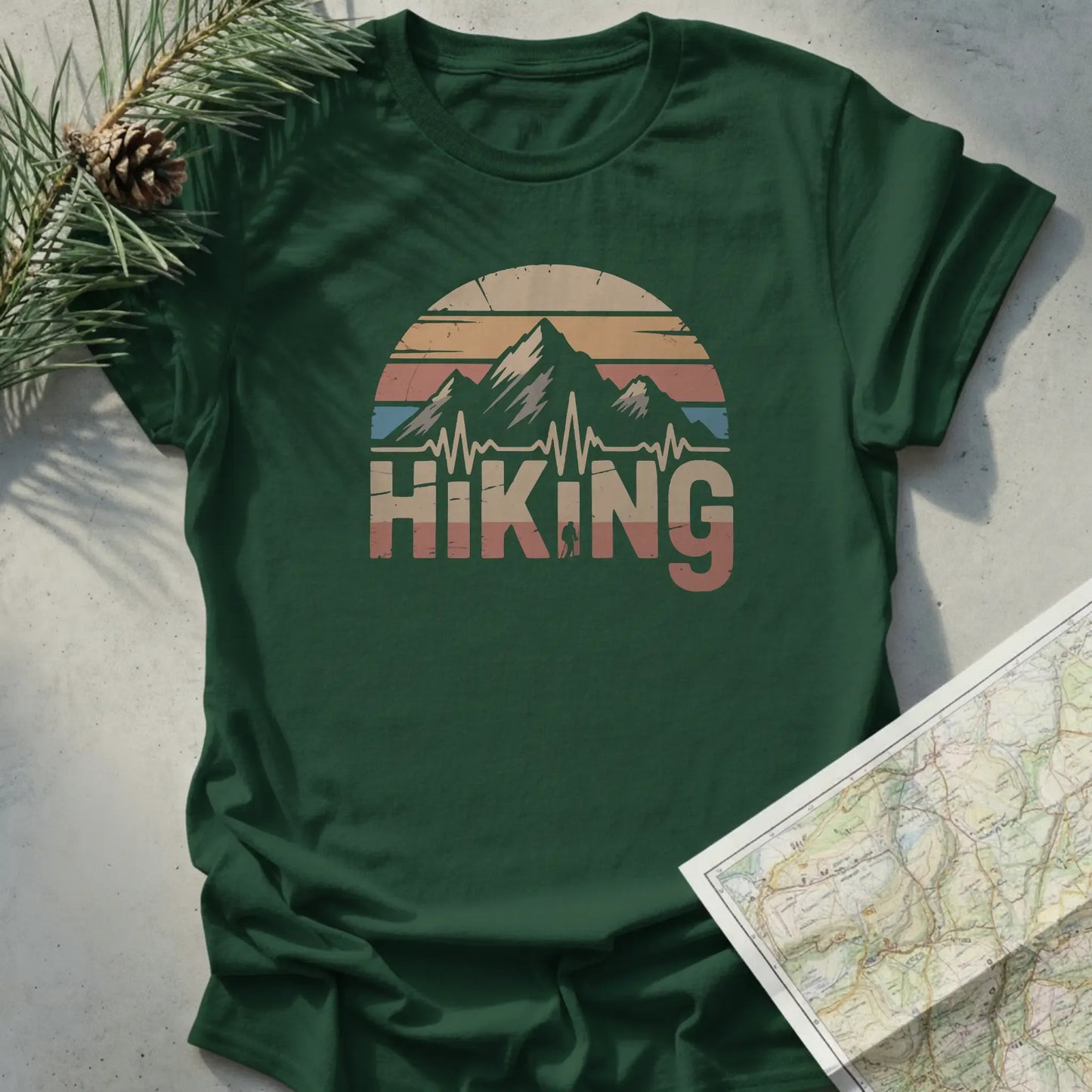 Hiking Sunset ECG Line