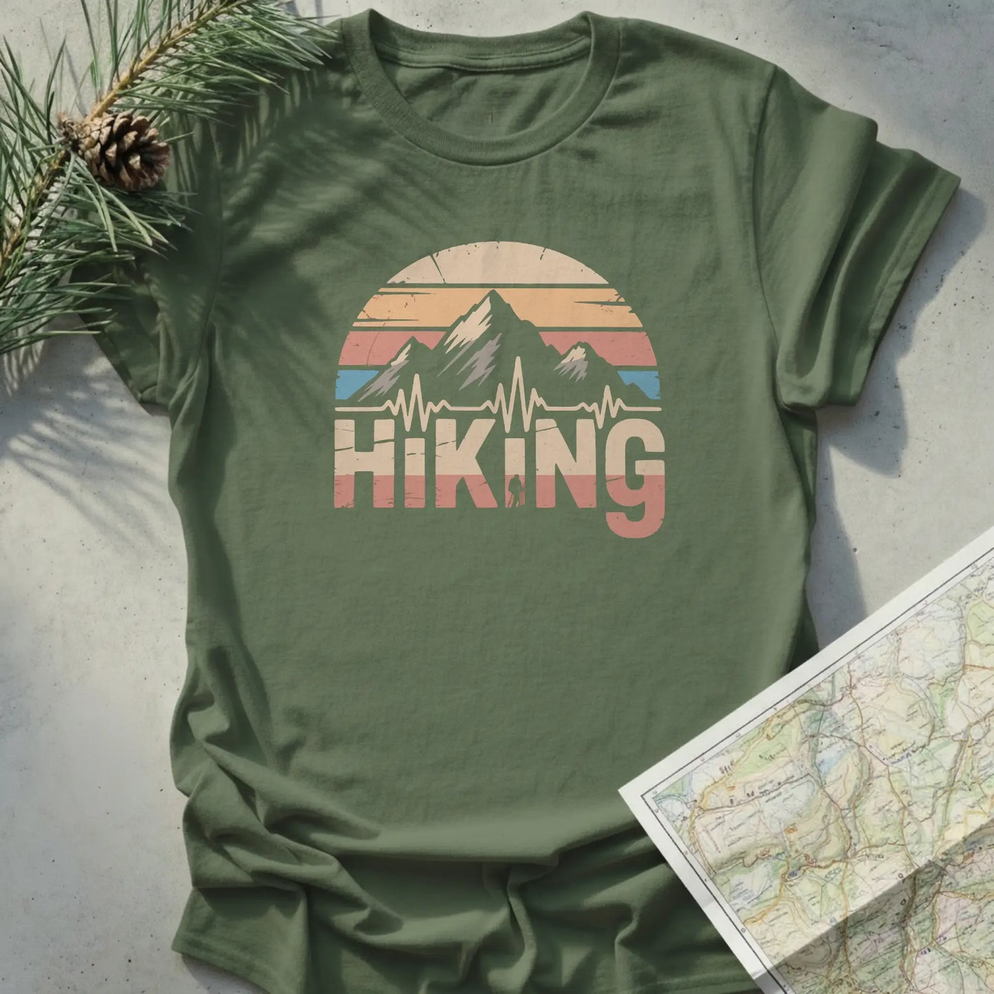 Hiking Sunset ECG Line